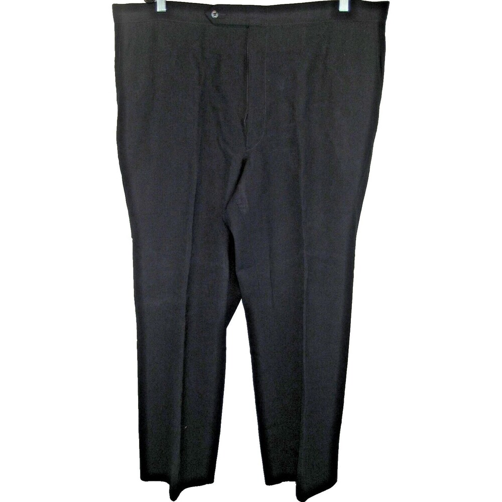 Mens Sansabelt Navy Flat Front Wool Dress Pants sz 42x27